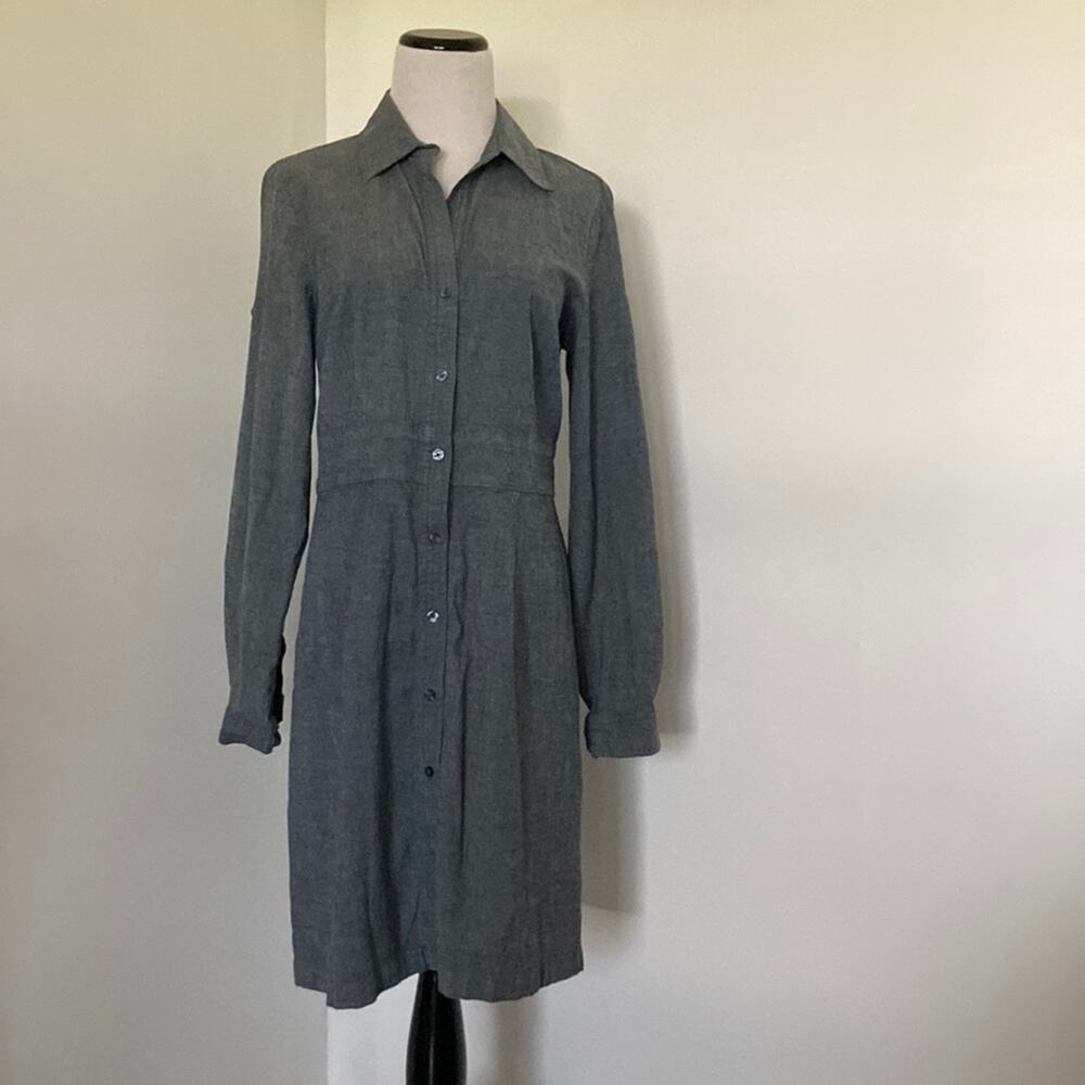 Merona Grey/Blue Buttondown Shirt Dress, Size S